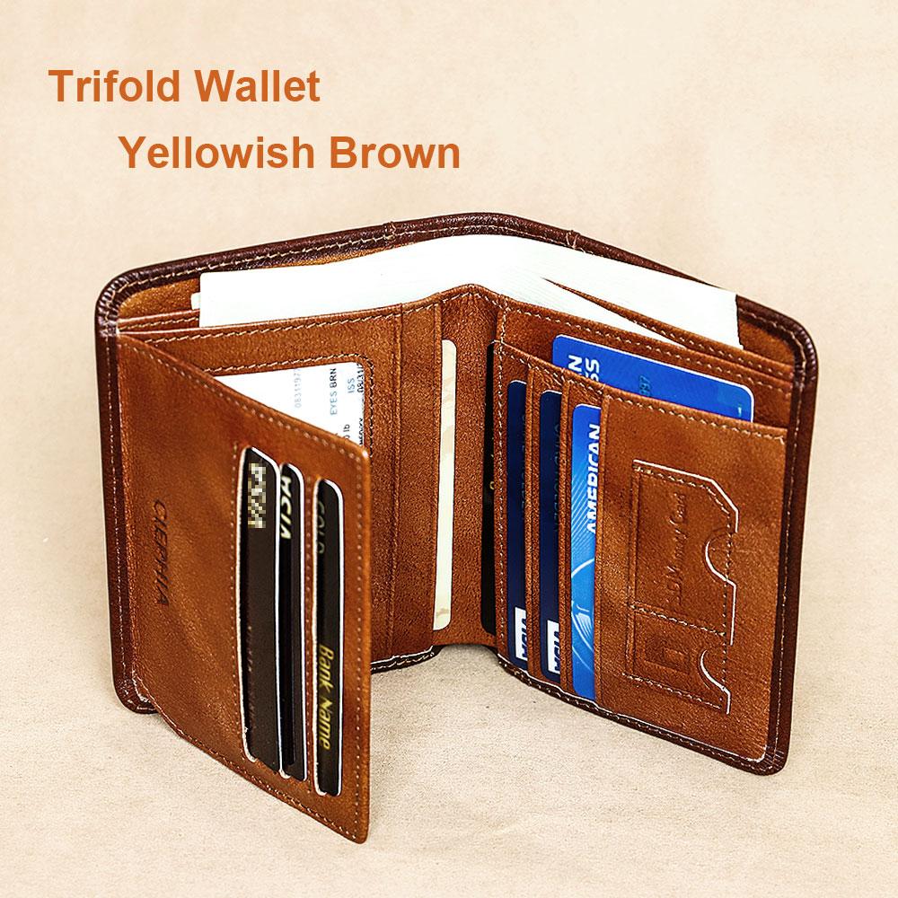 CIEPHIA Genuine Leather Rfid Wallets for Men Vintage Short Multi Function ID Credit Card Holder Money Bag Ideal Gift