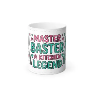 Master Baster Kitchen Legend Color Changing Mug | Heat Activated Reveal | Hand Wash Only | Funny Hidden Message Coffee Cup