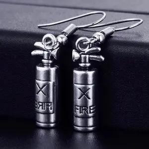 New Whimsical Unique Vintage Fire Extinguisher  Fire Department Symbol Logo Earrings   Absolutely Adorable