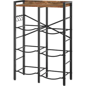 5 Gallon Water Jug Holder 6 Bottles, Water Jug Rack, 3 Tier Water Bottle Holder with X-Shape Reinforcement, for Kitchen, Living Room, Office, Rustic Brown and Black BF03ST01