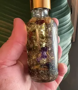 Crown Of Success Anointing Oil With Crystals | 6 Herb Ritual Oil | Work Spell