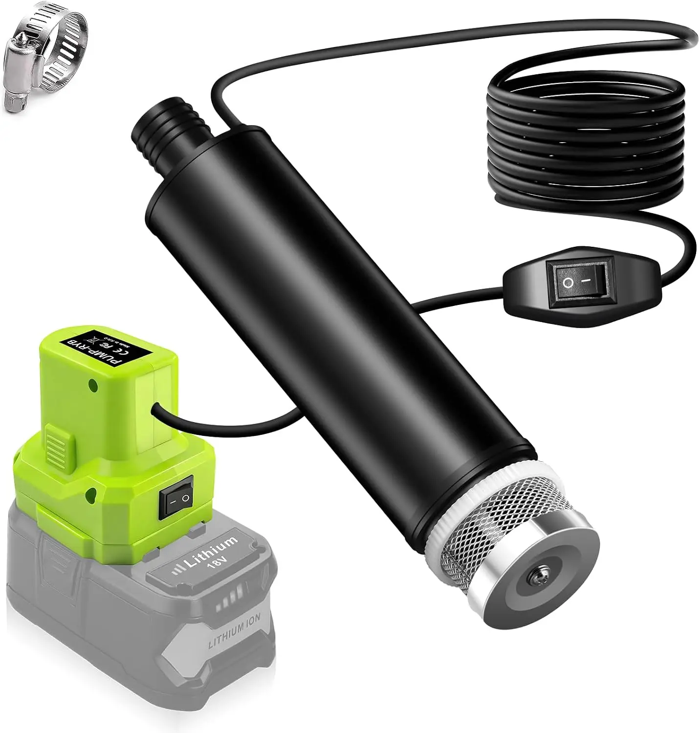 Submersible Water Pump for Ryobi 18V Battery, 500GPH 120W Cordless Battery Powered Water Transfer Pump for Tub Pond Garden Camping Draining(Water Pump Only)