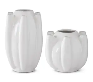 RC Home Decor-Elegant White Stoneware TulipiereVase Set