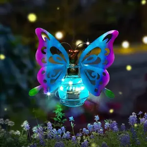 Solar-Powered Hanging Lights for Garden Decoration, Iron Art Insect & Butterfly Pendant Lamps with Springs, Individual Spring-Loaded Hooks, IPX4 Waterproof, Ideal for Yards, Lawns, Tree Branches and Porches