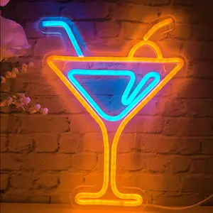 Neon Bar Signs for Home Bar, Led Cocktail Neon Signs, USB Powered with Dimmer Switch Neon Signs for Wall Decor Bedroom Pub Man Cave Bistro Party Gifts