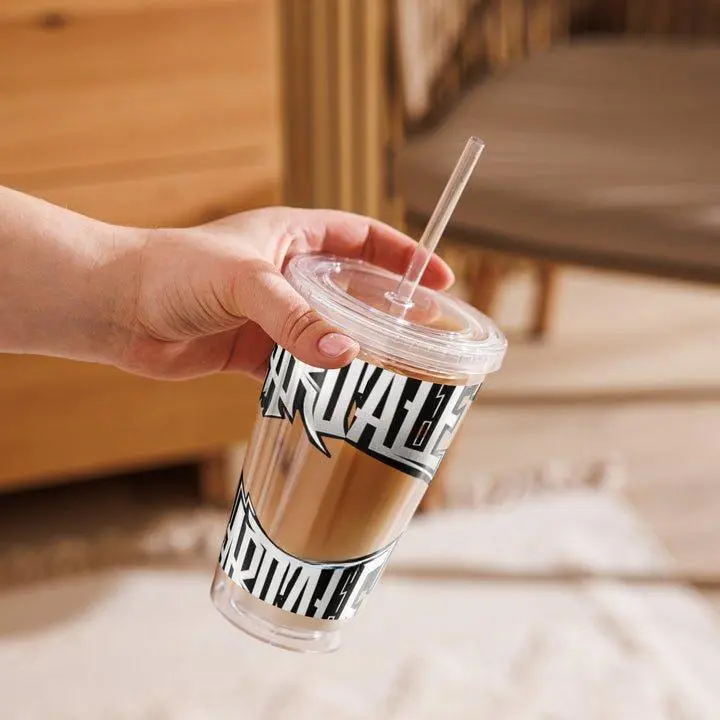 Clear Acrylic Plastic Tumbler 16 oz Double Wall Insulated Reusable Drinkware with Lid & Straw 6.3" Height 16 oz Capacity