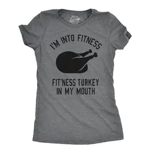 Womens Fitness Turkey In My Mouth T Shirt Funny Thanksgiving Food Tee for Ladies Funny Womens T Shirts Cute Vintage Fashion Casual Ladies T-Shirt Gift Thanksgiving Tops for Women Funny Fitness Top Women's Dark Grey