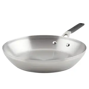 Stainless Steel Induction 12 inch Frying Pan, Brushed Stainless Steel