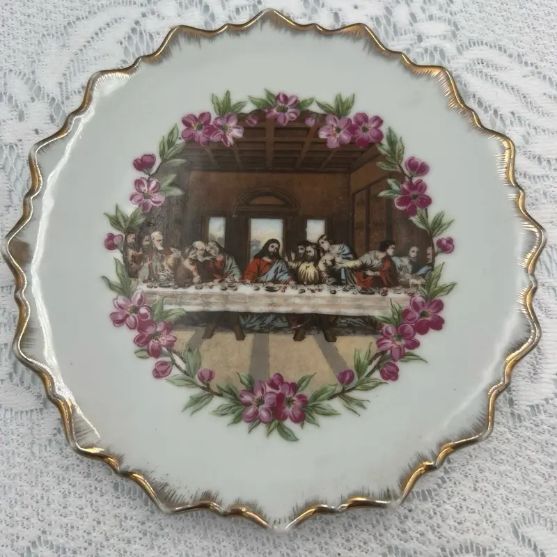 Gold Rimmed Last Supper Decorative Plate