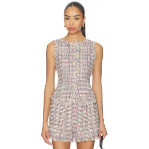 Cinq a Sept Wildflower Tweed Camen Vest in Ivory Multi