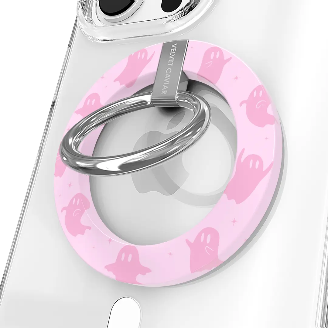 Velvet Caviar Ghosted Pink Glitter MagSafe Grip Ring - Stylish Magnetic Smartphone Holder, Cellphone Accessory, Phone Mount for iPhone