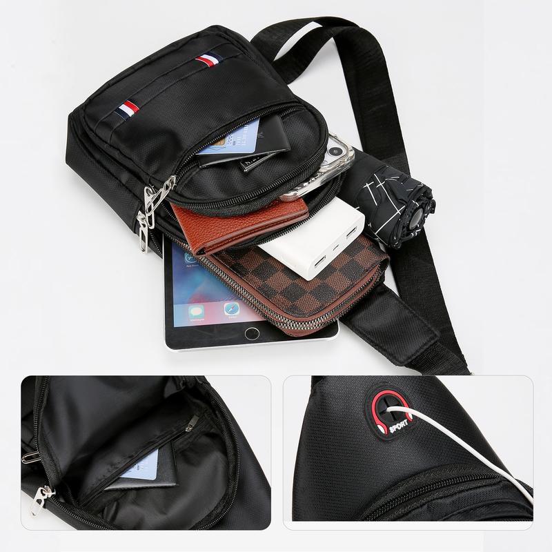 NYRAT Casual Small Multipurpose Crossbody Sling Backpack Waterproof Sling Gym Bag Travel Hiking Chest Bag Daypack for Men Hole Headphone