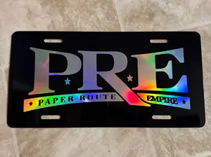 Paper Route Empire License Plate For Cars and Trucks Young Dolph P.R.E