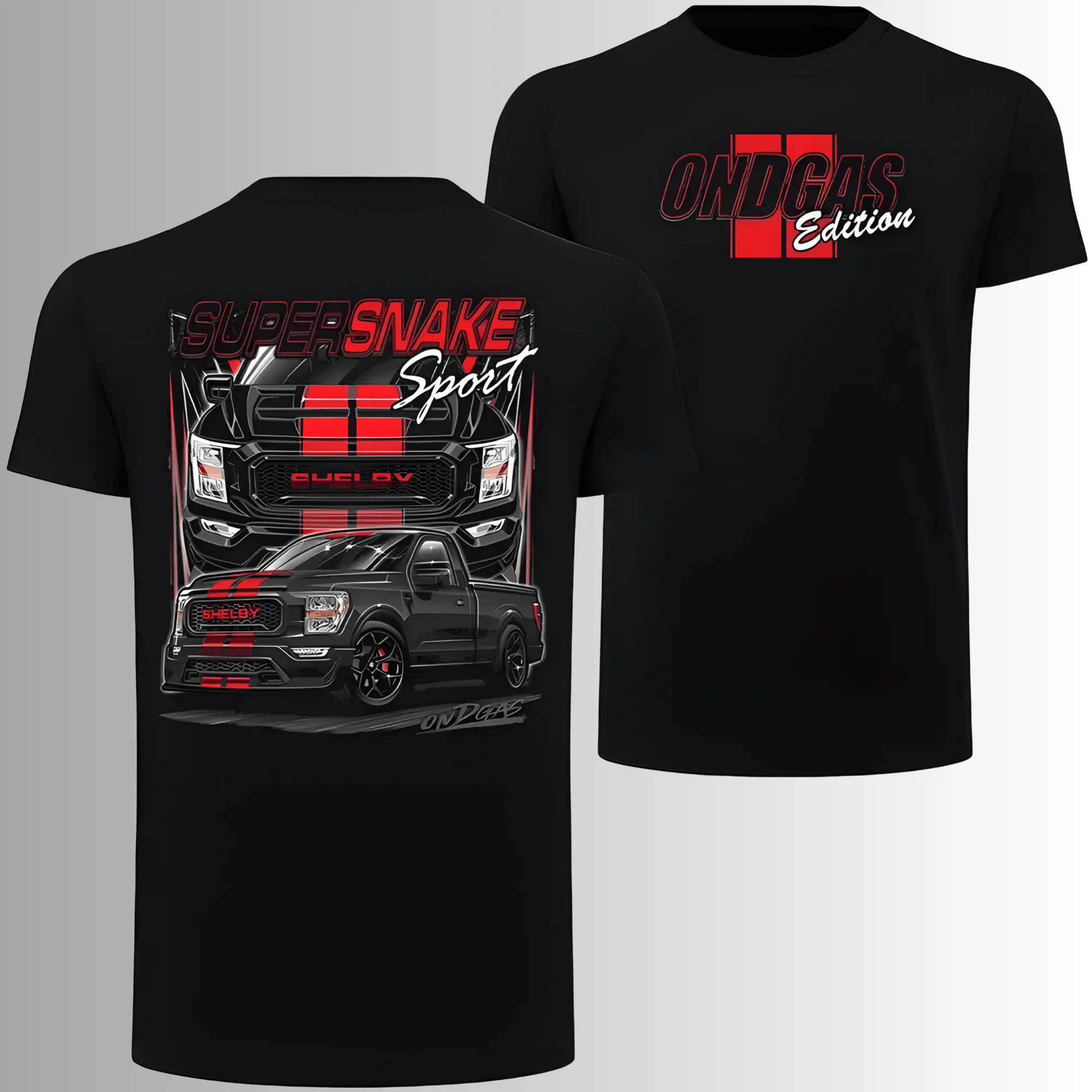 Shelby Super Snake Sport OnDGas T-Shirt, 2 Sides, Performance Ford F-150 Graphic Tee