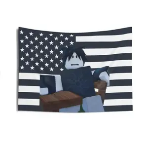Two Time, Roblox Design, Patriotic, American Flag Wall Tapestries, Indoor Home Decor, Gift Idea, Dorm Room Tapestry, forsaken