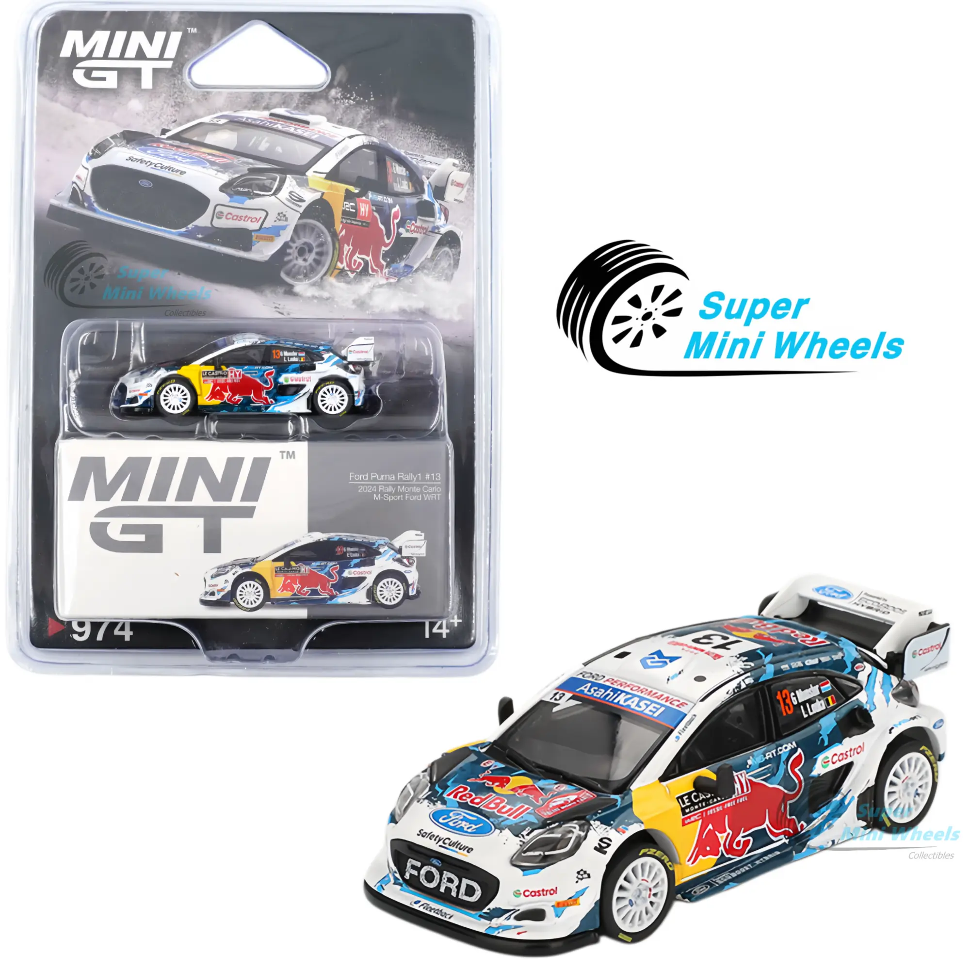Mini GT 1:64 Ford Puma Rally1 #13 M-Sport Ford WRT 2024 Rally Monte Carlo #974