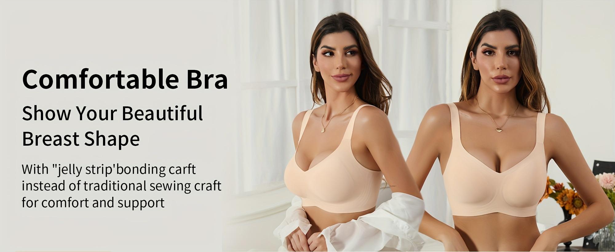 Seamless, Comfortable, And Supportive Women'S Bra with a Fixed Cup Design to Prevent Sagging And Side Bulge, Featuring No Underwire