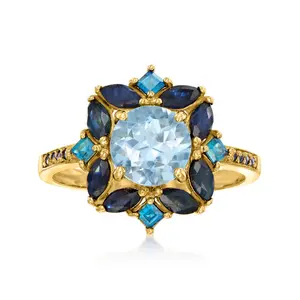 Vintage-inspired, elegant women’s ring featuring gold-plated brass set with multicolored synthetic gemstones, crafted exclusively for women. A stylish, trendy, and eye-catching everyday accessory