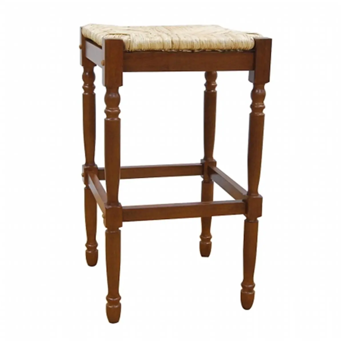 212 MAIN Carolina RTA Covington Rush Seat Stool - French Country, Simple, 30" Height, Hand Woven, Square Seat, Wood Legs