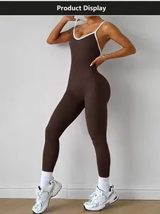 Women's Solid Color Jumpsuit, Casual Comfy Sleeveless Skinny Jumpsuit for Summer, Ladies' Clothes for Daily Wear