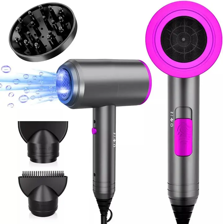 Professional 1800W Ionic Hair Dryer | Fast Drying Blow Dryer with Durable AC Motor | Negative Ion Styling Hairdryer with Diffuser & Concentrator Nozzles