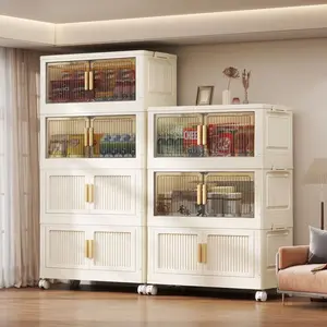 Multi-Layer Foldable Storage Cabinet, Home Use Baby Closet, Wall-Mounted Living Room Bedroom Organizer, No Installation Required