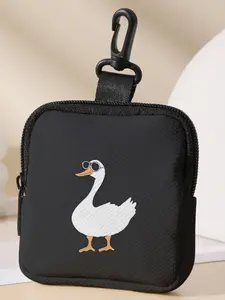 Duck Pattern Printed Coin Wallet, Multifunctional Storage Bag, Durable Polyester, Digital Printing, Key Card Holder, Ideal Gift