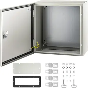 NEMA 4X Steel Electrical Enclosure, 16x16x8 in IP66 Rated Waterproof Dustproof Junction Box with Mounting Plate for Indoor/Outdoor Use