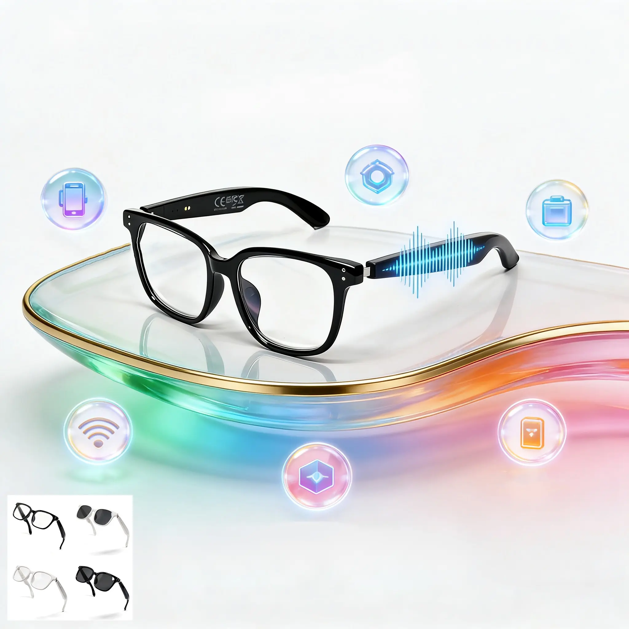 F66 Wireless Wearable Smart Glasses with Bluetooth-compatible Calling, Music Playback, Voice Assistant, Remote Photography, Ai Translation for Work, Home, Travel Wearable Tech Glasses
