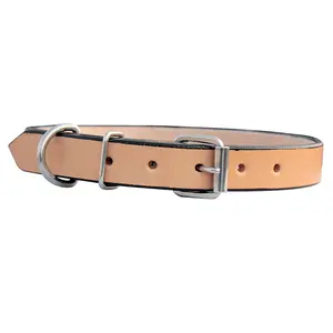 Hilason Heavy Duty Handmade Genuine Leather Dog Collar Tan