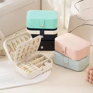 Jewelry Storage Box without Jewelry, 1 Count Portable Large Capacity Double Layer Jewelry Organizer, Jewelry Storage Box for Earrings & Rings