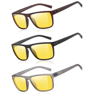 3-Pack Night Vision Glasses for Men, Yellow Tint Anti Glare Night Driving Glasses - Safe Driving Eyewear for Nighttime