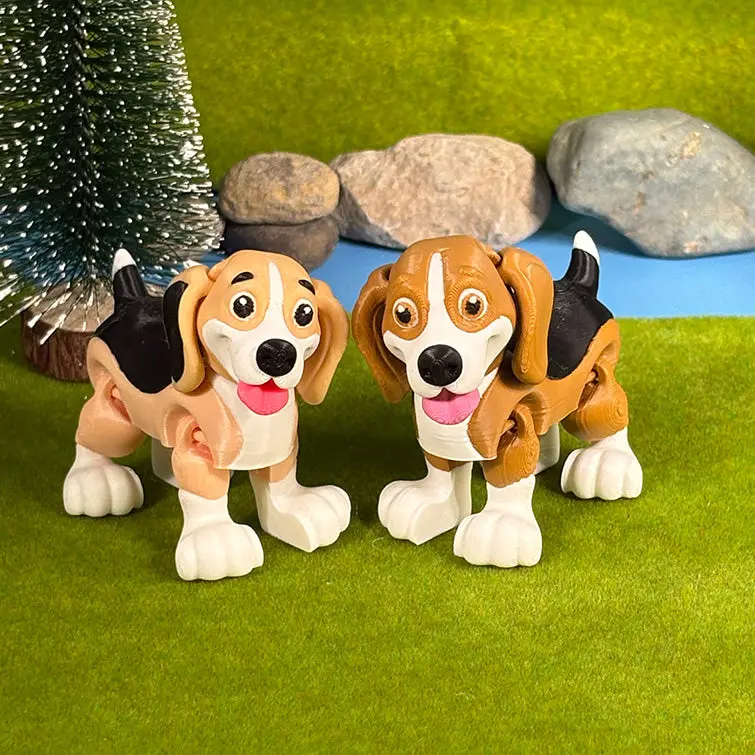 Beagle Dog Figurine | 3D Printed Flexi Puppy | Articulated Desk Pet | Dog Lover Gift | Puppy Pal