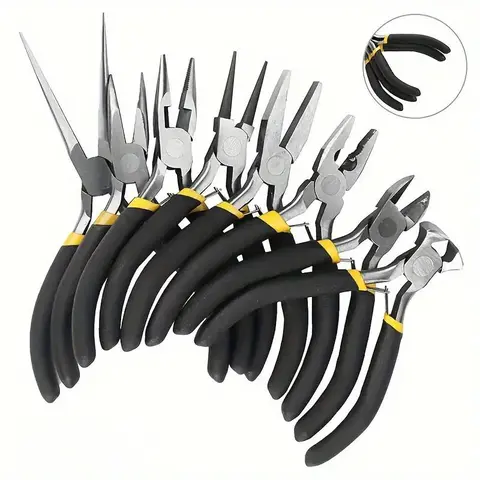 8-Piece Professional Multi-Functional Pliers Set, 4.5 Inch Ergonomic Design Including Mini Pipe Pliers, Needle Nose Pliers, and Wire Strippers, Perfect Hand Tools for Home Renovation Pliers Tool Kit