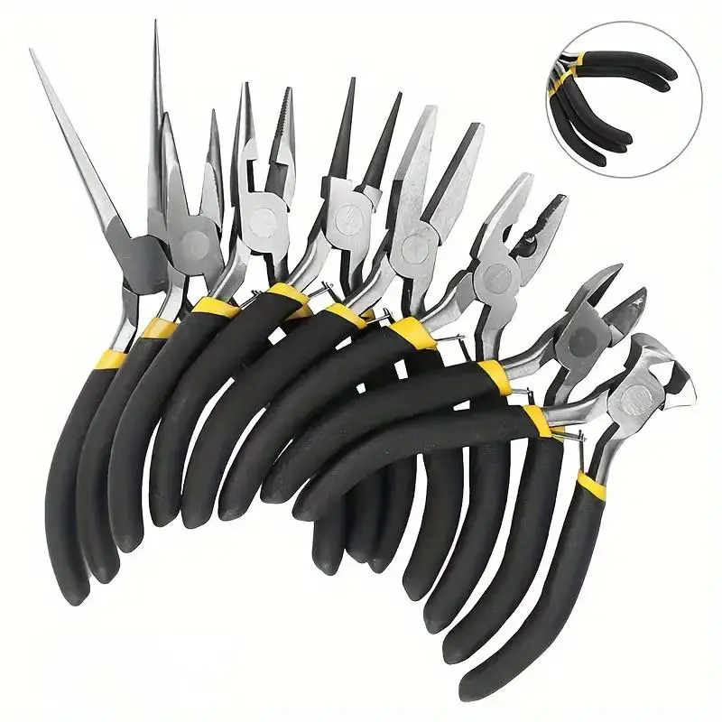 8-Piece Professional Multi-Functional Pliers Set, 4.5 Inch Ergonomic Design Including Mini Pipe Pliers, Needle Nose Pliers, and Wire Strippers, Perfect Hand Tools for Home Renovation, Multipurpose Plier Set