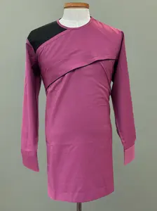 African Mens Purple & Black Long Sleeve Dashiki 2 Set