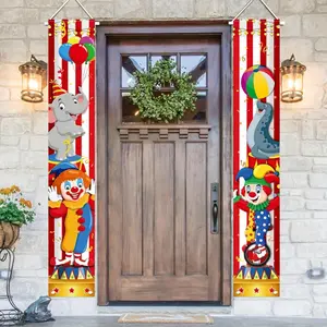 Carnival Welcome Banner, Circus Theme with Animals and Clowns, Outdoor Home Decor, Porch Decoration, Party Supplies