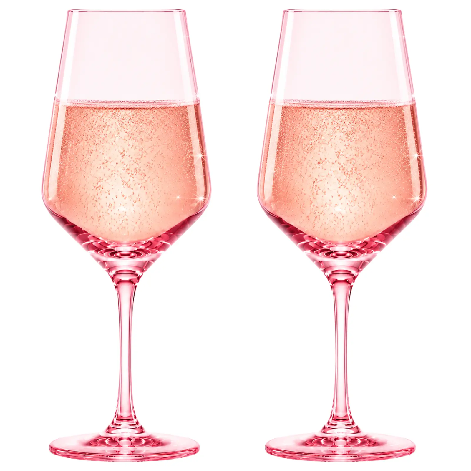 Khen Colored Crystal Wine Glass | Set of 2 | Large Stemmed 12 oz Glasses, Great for all Occasions & Special Celebrations Italian Style Tall Drinkware for Red & White, Dinner Glassware (Light Pink)
