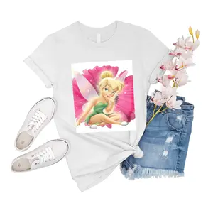 T-Shirt Unisex Tinkerbell Leaf Dress Tinkerbell Sitting On A Flower Friend Big Girl Shirt Novelty Family Short Shirts