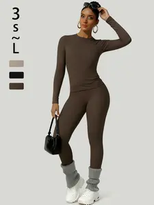 2-Piece Solid-Color Athletic T-Shirt Set Women's Sportswear Set, Slim-Fit RoundNeck Short Sleeves & High-Waisted YogaPants, Ideal for Gym Running OutdoorActivities,  Stretchy Suit Set, Fitness Outfits,Workout Running Outfits