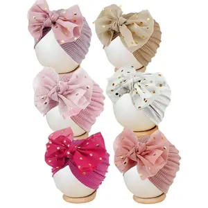 5 Pcs Candy Color Cute Infant Baby Bow Hat Turban Cap, Princess Girls Hair Accessories, Suitable for Everyday & All Seasons, Stylish Knot Design
