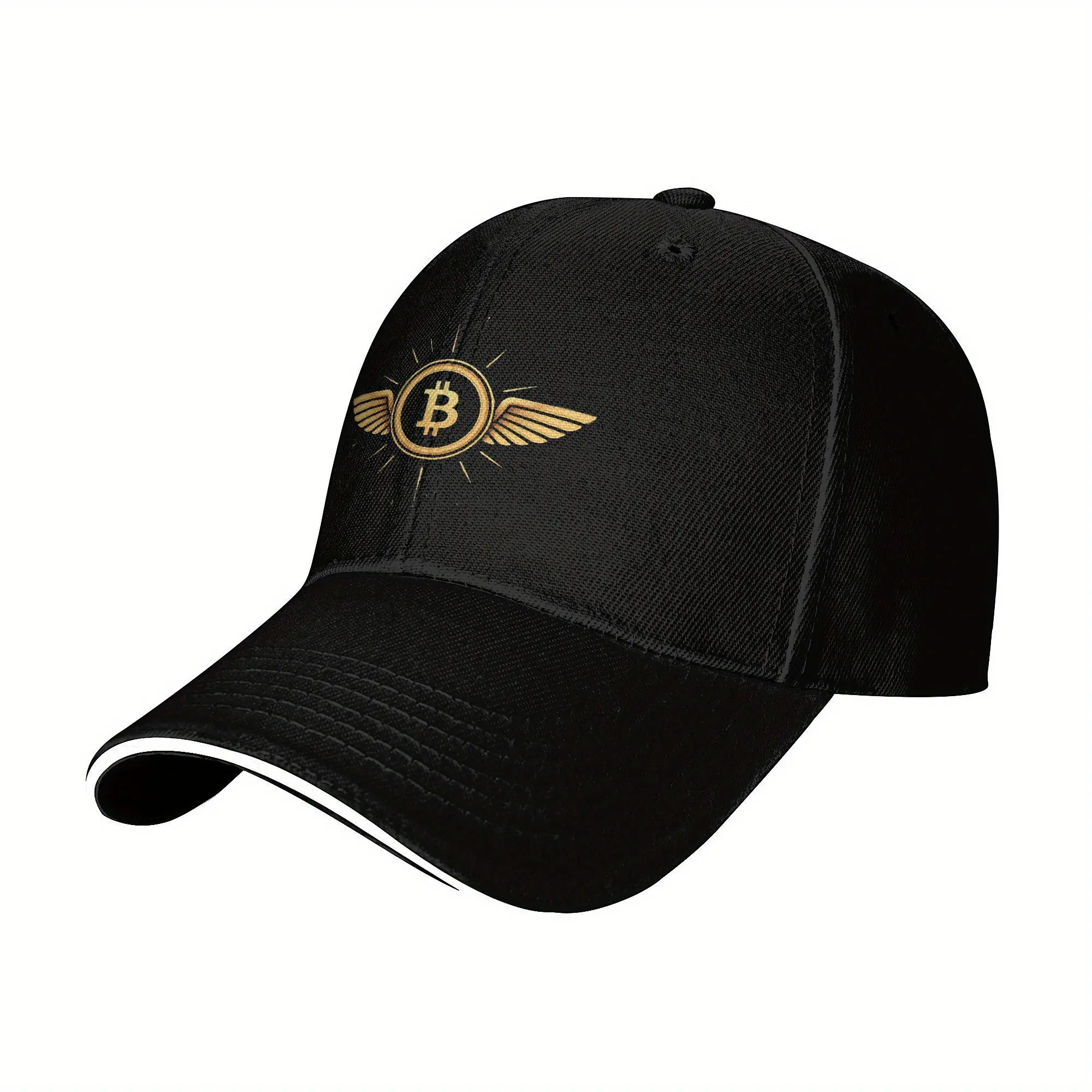 Bitcoin Logo Cotton Trucker Hat, Men's Adjustable Snapback for Outdoor Sun Protection, Trendy Gift for Crypto Fans, Adjustable Sunscreen Hat, Trucker Snapback Hat