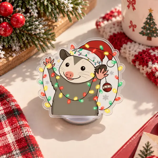 Funny Christmas Possum MagSafe Phone Grip, Cute Possum with Christmas Lights Magnetic PopSocket, Santa Hat Opossum Phone Holder, Festive Holiday Phone Accessory, Xmas Gift Idea