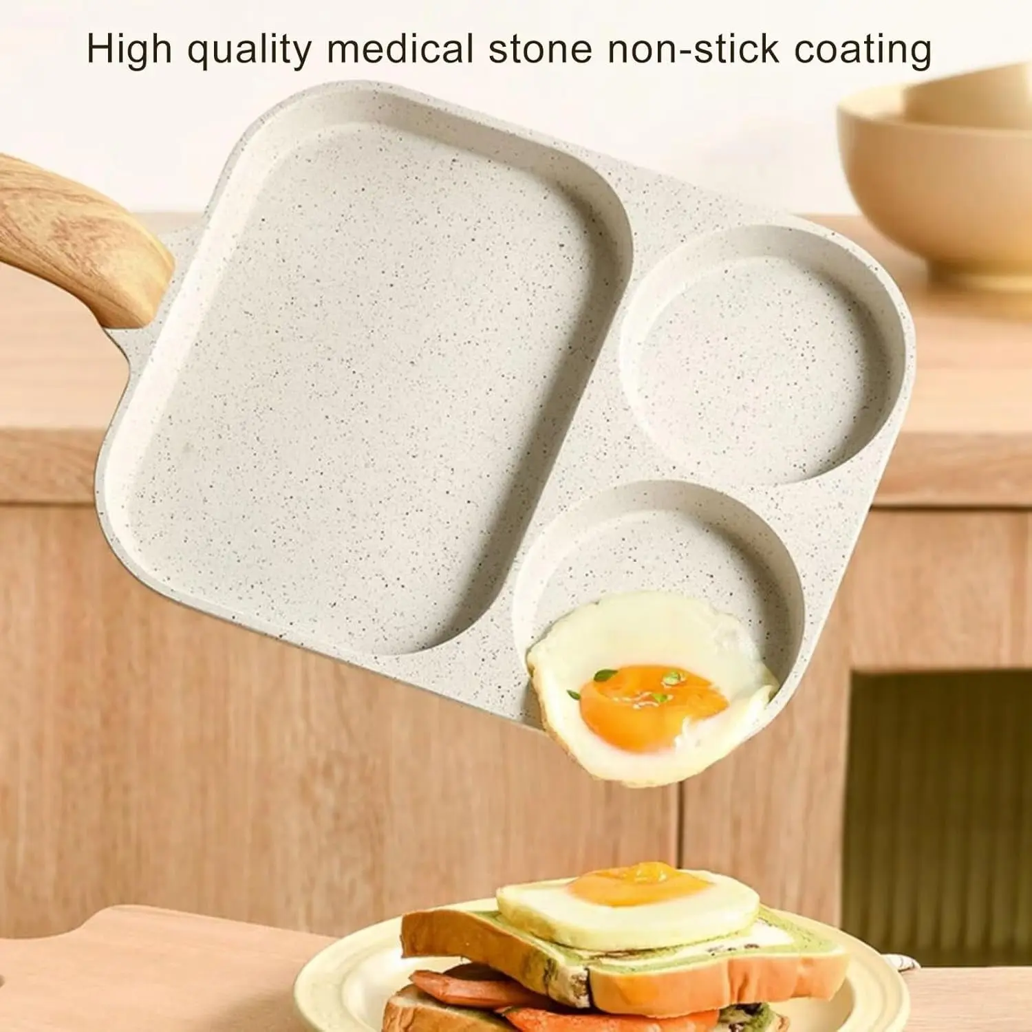 3-Section Non-Stick Breakfast Skillet | Egg, Pancake & Grill Pan