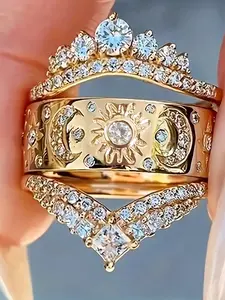 1 PC Luxury Cubic Zirconia Ring Stackable Rings For Women Fashion Engagement Rings For Wedding Engagement Party Jewelry Valentine's Day Gift