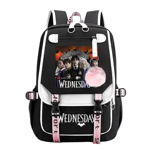 Wednesday Trendy Youth Laptop Backpack – Large-Capacity Travel & School Bag for Commuting, Camping & Daily Use, Durable Stylish Design, Perfect Gift for Boys & Girls 11.4” × 18.1”