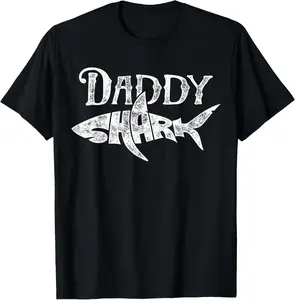100% cotton Unisex Jawsome Shark Co Daddy Shark T Shirt - Funny Family Matching Gift for Fathers Day, Summer, Diving, Beach - Black, Small