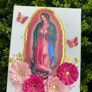 Virgin of Guadalupe/Virgencita 3D Floral Canvas- 8x10”