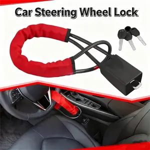 Car Steering Wheel Lock Anti-Theft System, Strengthened Steel Cable, Multi-Function Handle Lock, Adjustable Seatbelt Buckle, Enhanced Vehicle Safety
