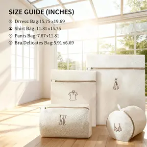 Travel & Home Organizer! 4PCS Fine Mesh Laundry Bag with Icon Tags, Durable Zipper Closure for Clothing Storage